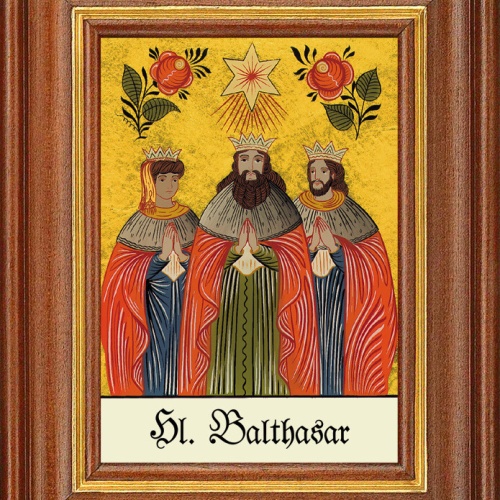 Hinterglasbild - Heiliger Balthasar - Patronatsbild Taufe Namenspatron12,7x16 TH
