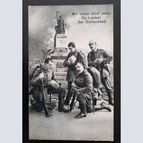 Vier Soldaten Vor E. Denkmal Wir Loben Dich Du Lenker D.Schlachten 410016 H Gr
