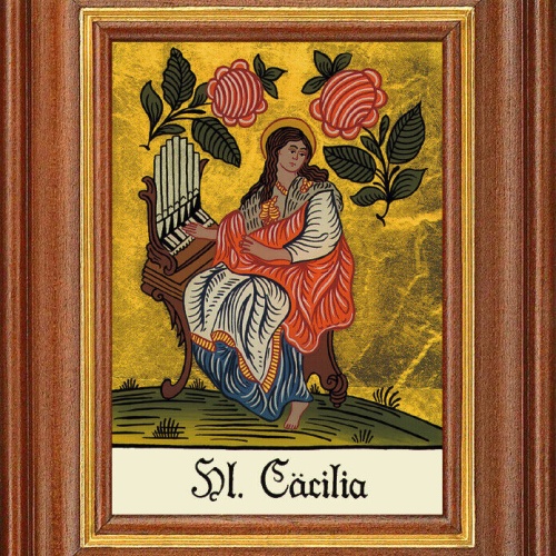 Hinterglasbild - Heilige Cäcilia - Patronatsbild Taufe Namenspatron 12,7x16