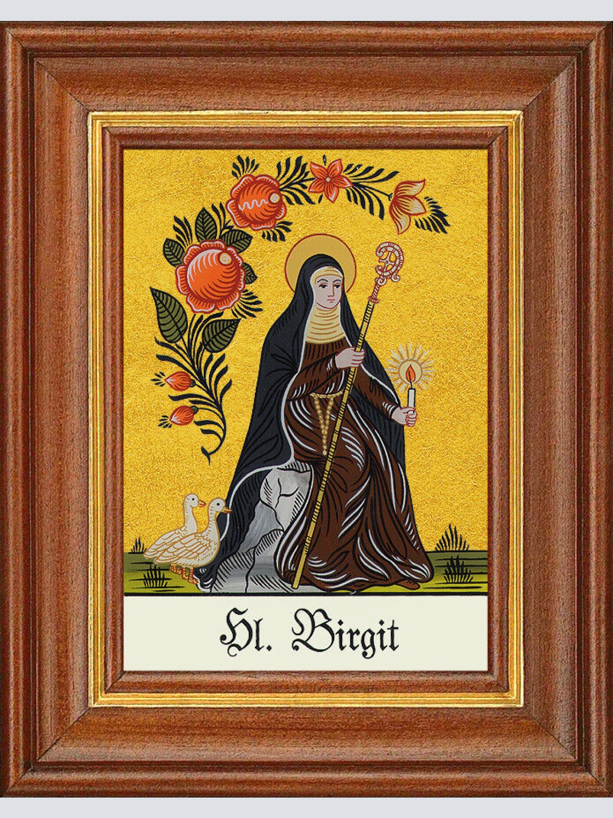 Hinterglasbild - Heilige Birgit 2 - Patronatsbild Taufe Namenspatron 12,7x16