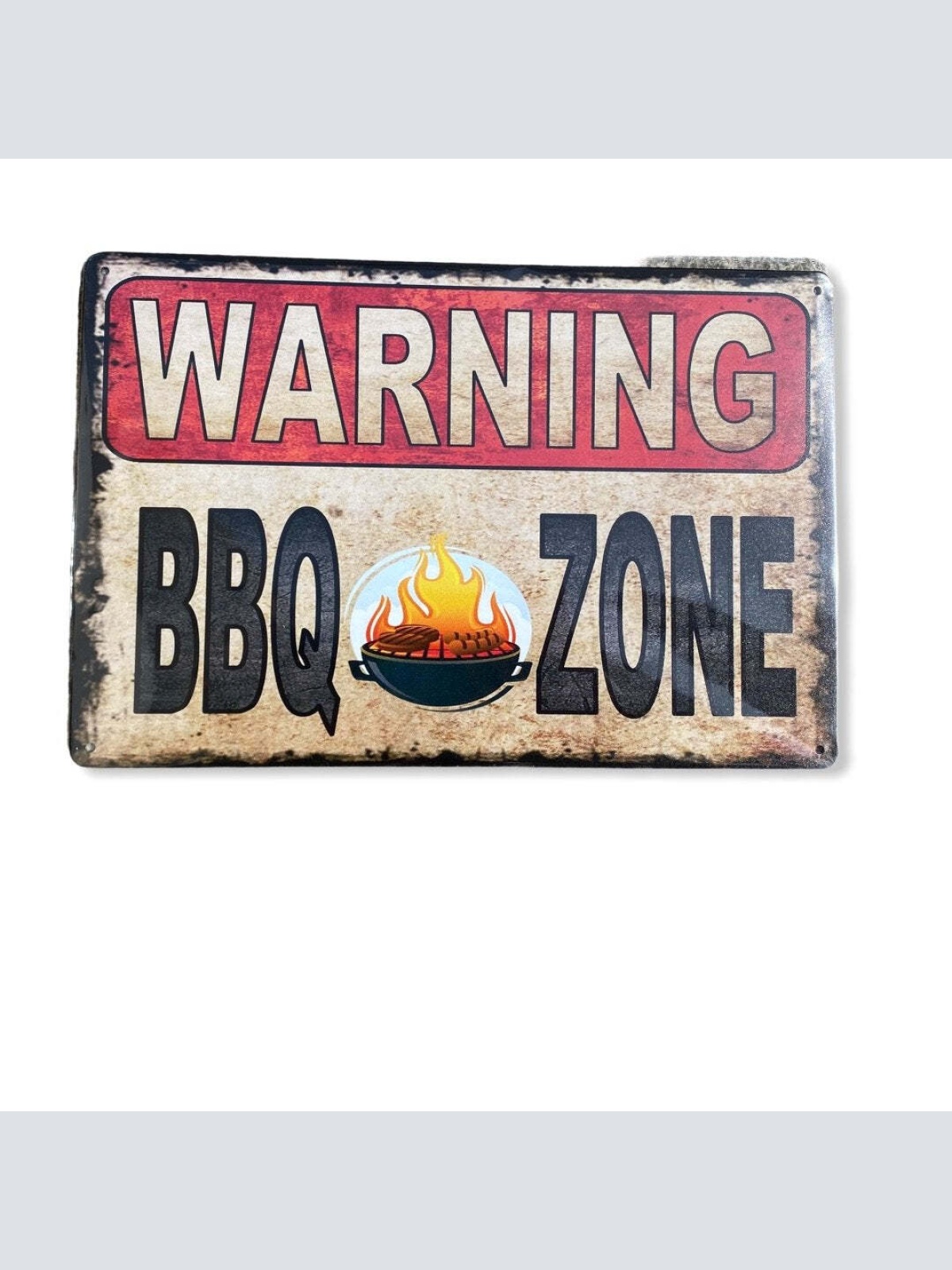Nostalgie Vintage Schild Warning BBQ Zone 30x20 12085
