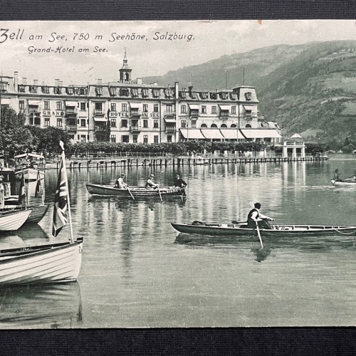 Zell am See Grand-Hotel Ruderboot Ufer Fahne 750m Salzburg Österreich 400473 TH