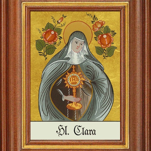 Hinterglasbild - Heilige Clara - Patronatsbild Taufe Namenspatron 12,7x16