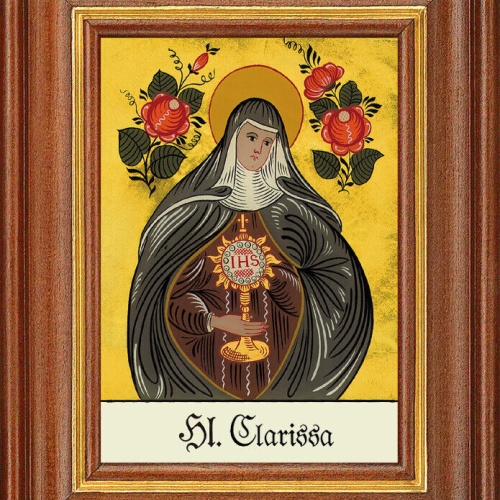Hinterglasbild - Heilige Clarissa - Patronatsbild Taufe Namenspatron 12,7x16