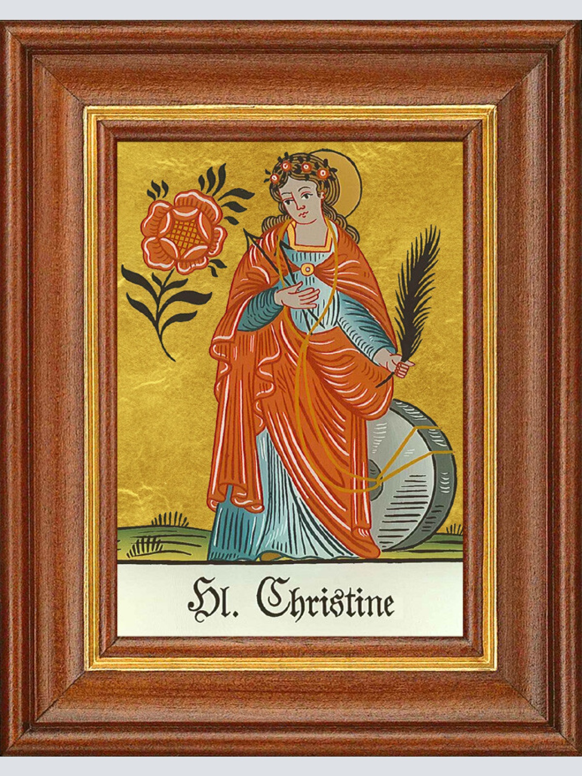 Hinterglasbild - Heilige Christine - Patronatsbild Taufe Namenspatron 12,7x16