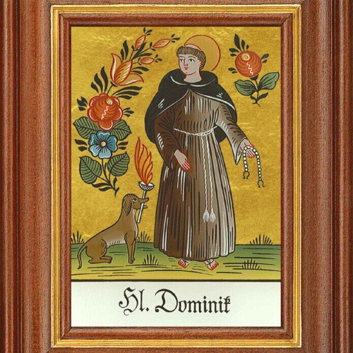 Hinterglasbild - Heiliger Dominik - Patronatsbild Taufe Namenspatron 12,7x16