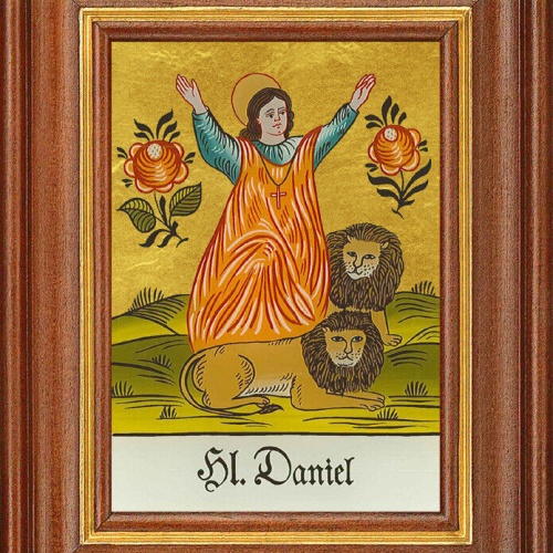 Hinterglasbild - Heiliger Daniel - Patronatsbild Taufe Namenspatron 12,7x16