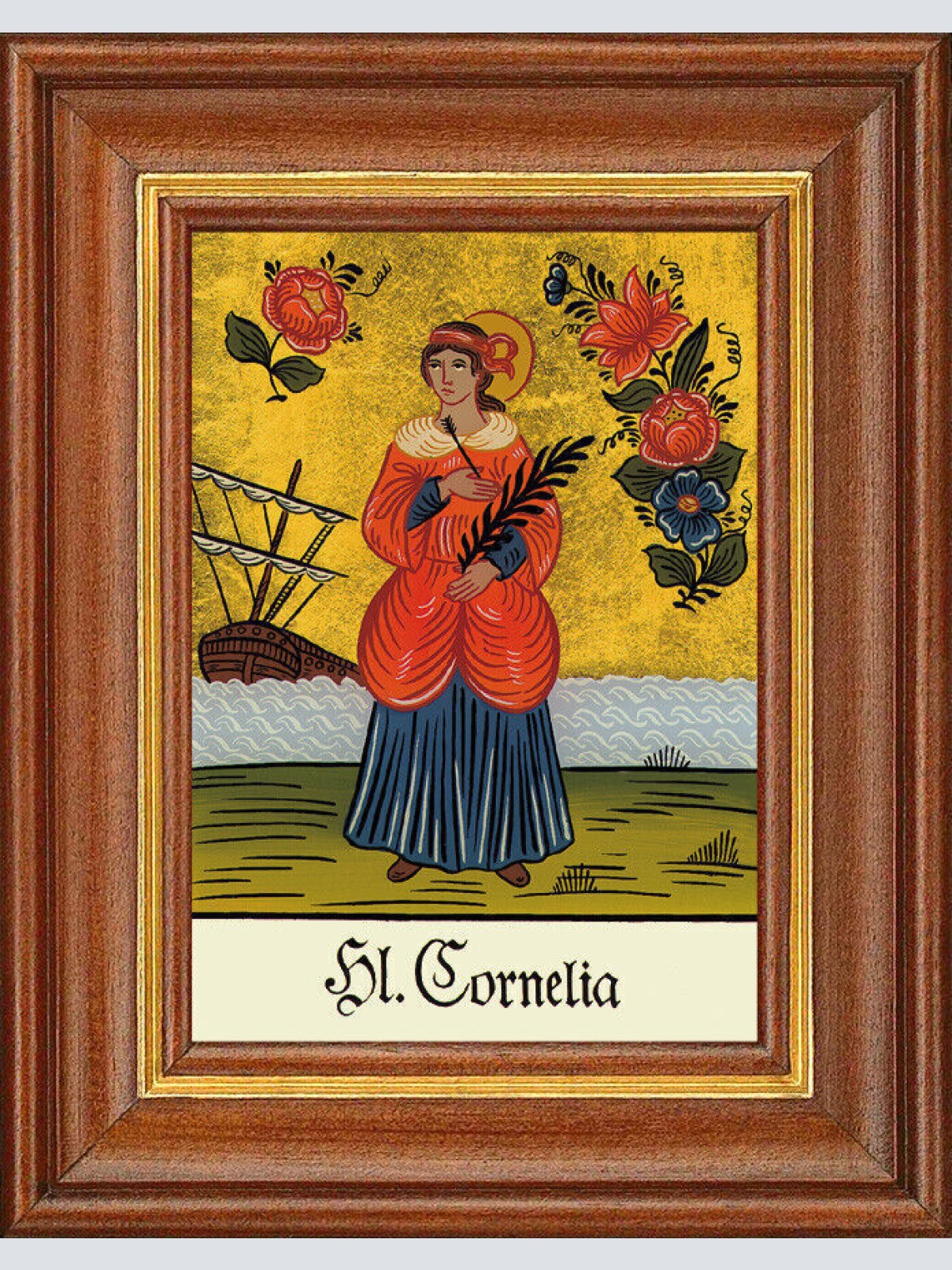 Hinterglasbild - Heilige Cornelia - Patronatsbild Taufe Namenspatron 12,7x16