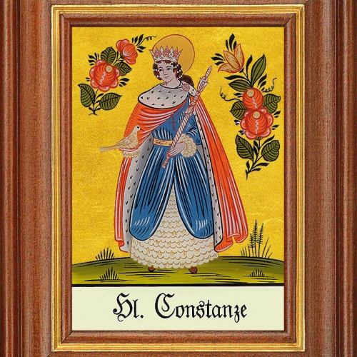 Hinterglasbild - Heilige Constanze - Patronatsbild Taufe Namenspatron 12,7x16