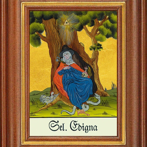 Hinterglasbild - Heilige Edigna - Patronatsbild Taufe Namenspatron 12,7x16