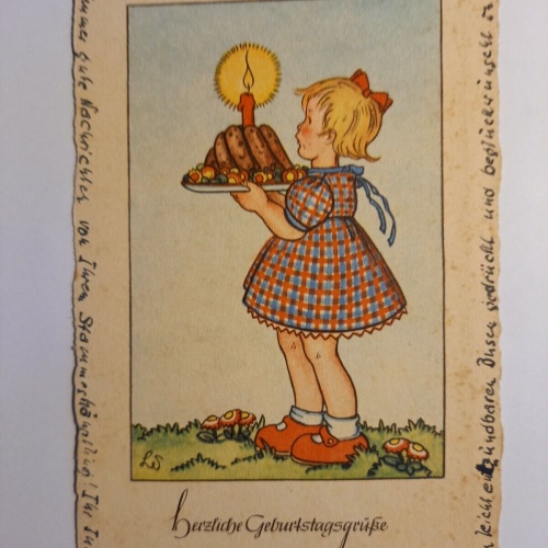 Herzliche Geburtstagswünsche, Mädchen mit Kuchen 180069 GR