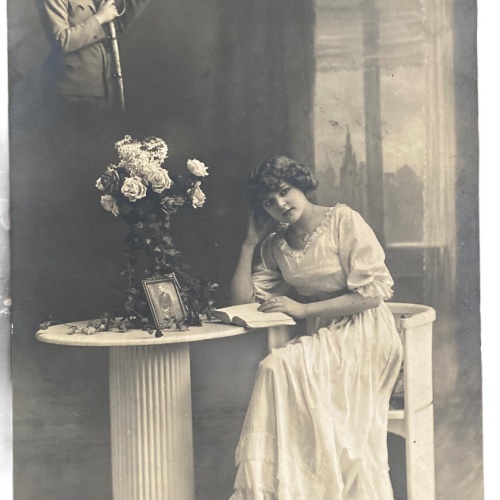 Patriotika I Weltkrieg KuK Soldat Spruchkarte Daheim Allein 10016