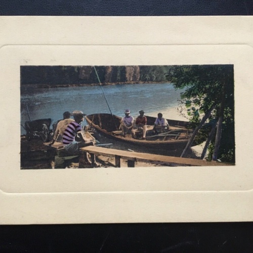 Fischer in Ruderboot - Fluss - Künstlerkarte 180126 TH