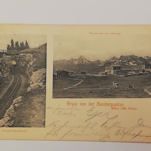 Salzburg Gaisberg Spitze Gruß Großer Durchbruch Kühe Eisenbahn 600300A tl