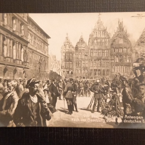Vor Dem Stadthaus In Antwerpen Nach Der Besetzung Durch Die Deutschen Truppen Ga