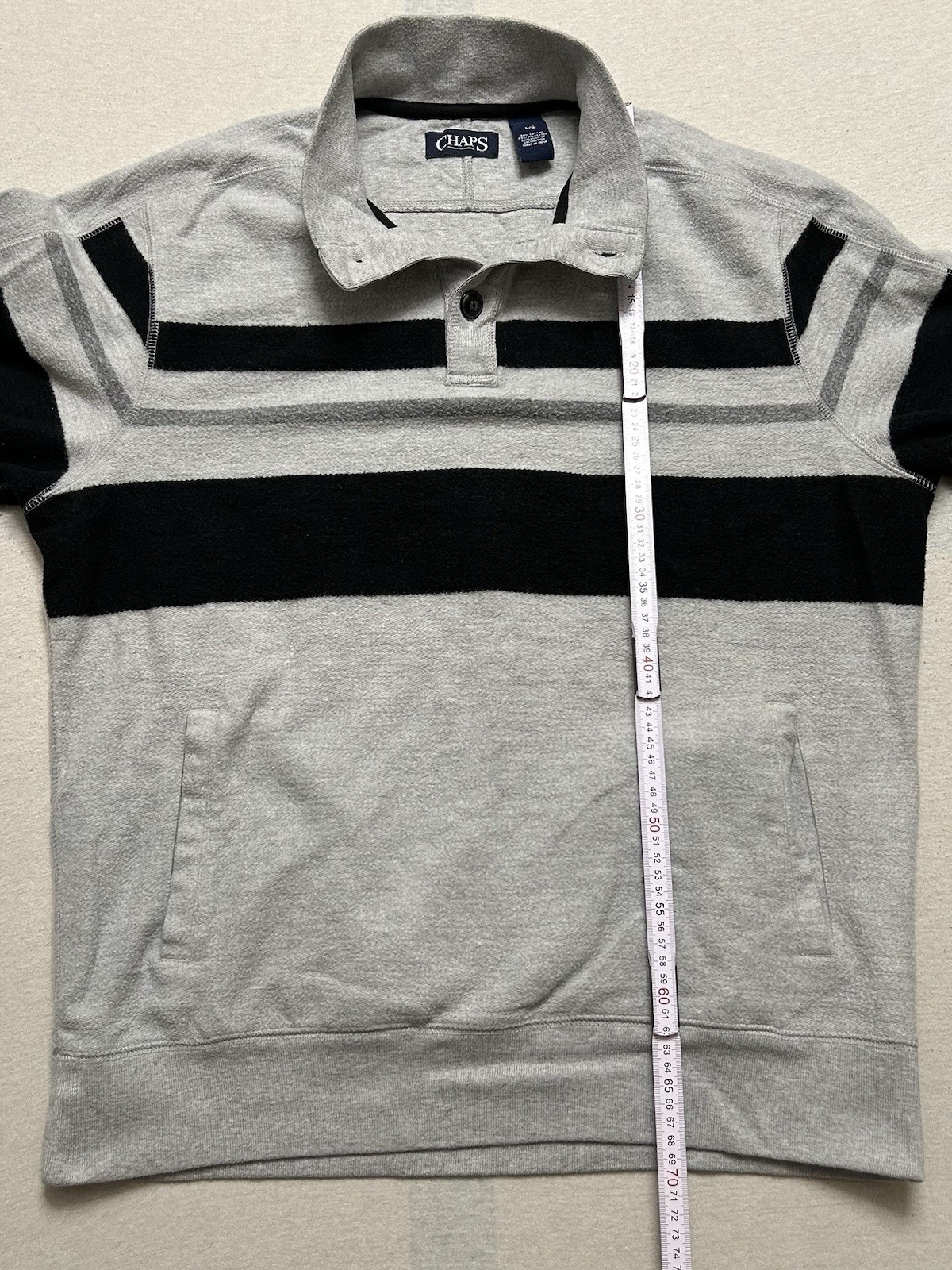 Chaps (Ralph Lauren) Vintage Y2K Sweater Pullover Grau Herren Größe L Maße-Fotos