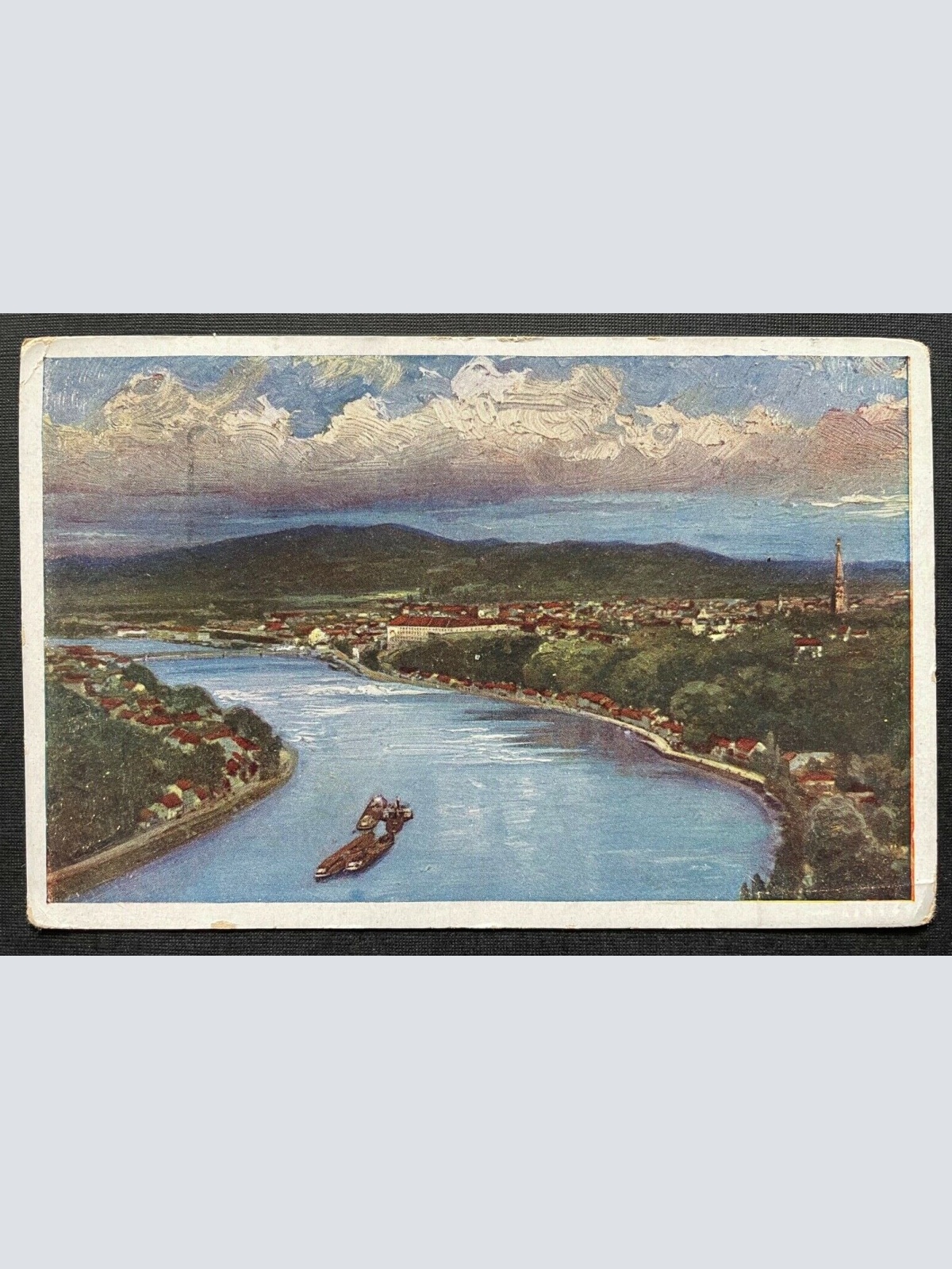 Linz a.d. Donau Stadt Fluss Brücke Malerei Oberösterreich 402640 TH C