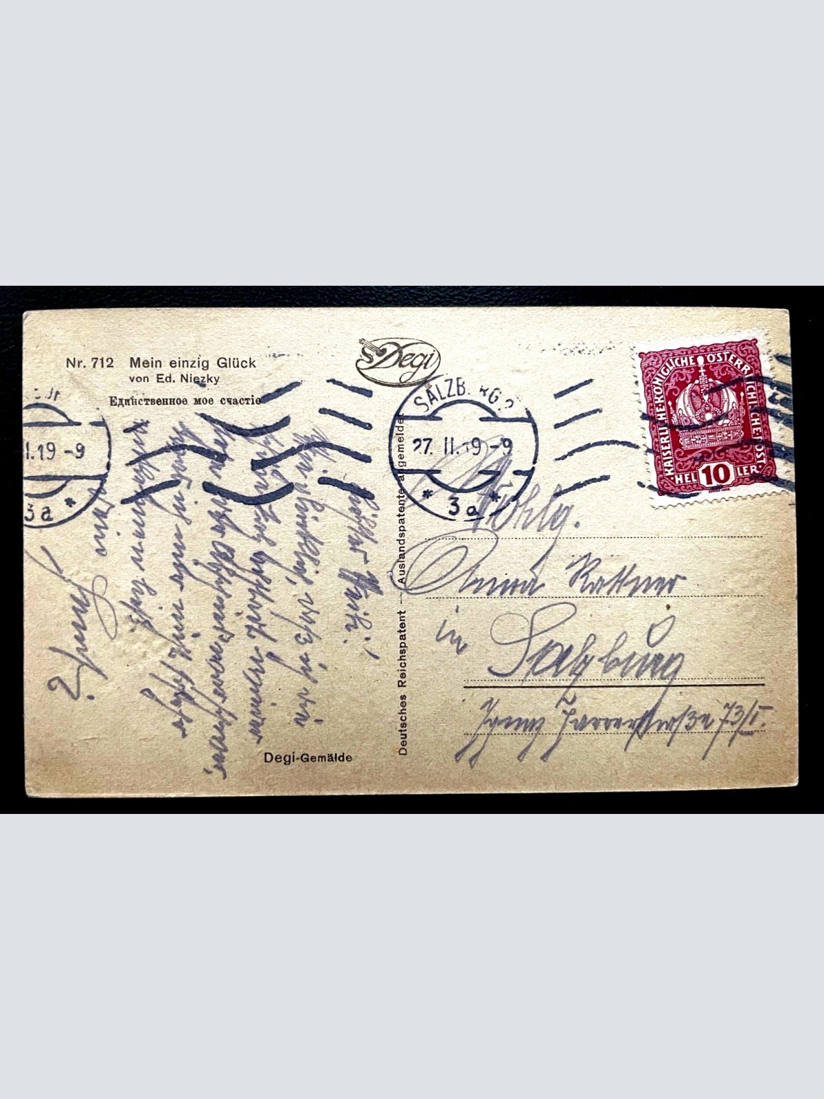 Malerei Mein einzig Glück Ed.Niezky Frau Kleid Baby Künstlerkarte 600149A TH D