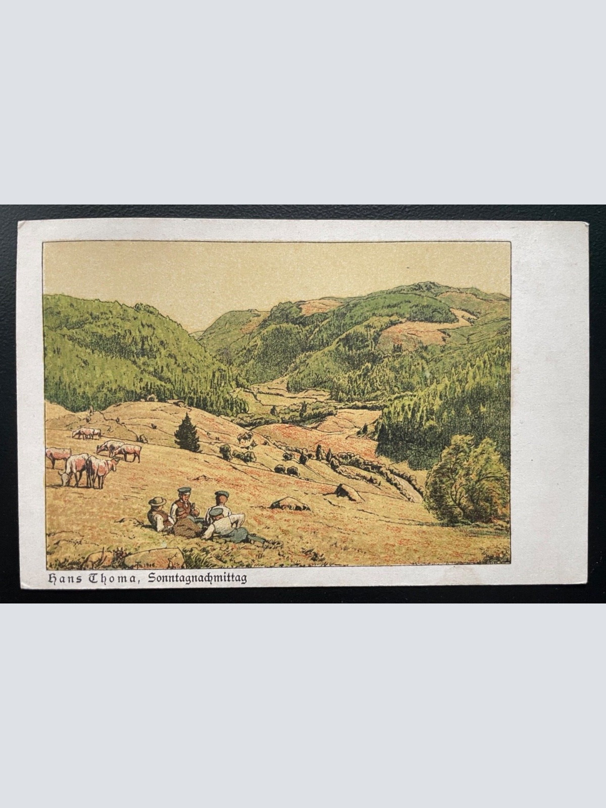 Malerei Sonntagnachmittag Hans Thoma Bild Landschaft Künstlerkarte 600200A TH D