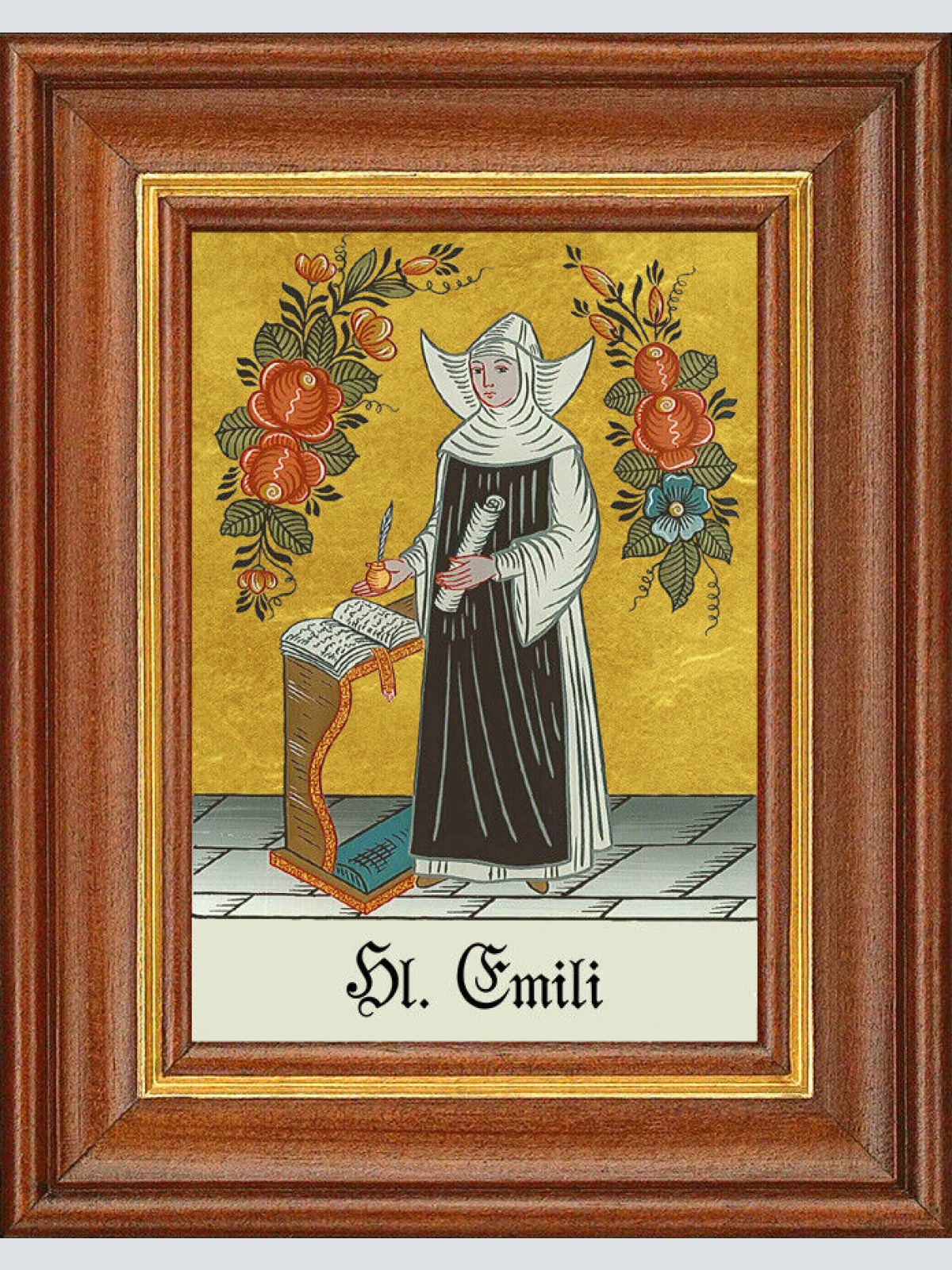 Hinterglasbild - Heilige Emili - Patronatsbild Taufe Namenspatron 12,7x16