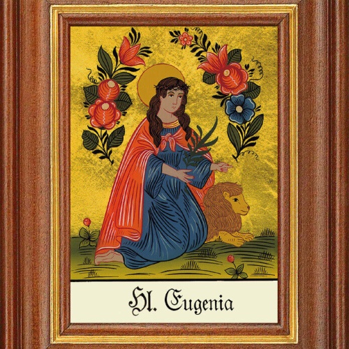 Hinterglasbild - Heilige Eugenia - Patronatsbild Taufe Namenspatron 12,7x16