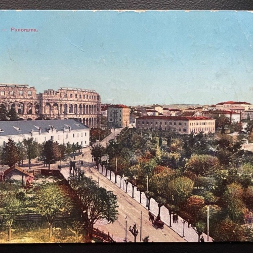Pola Panorama Stadt Amphitheater Strasse Gebäude Pula Isrien Kroatien 600116A D