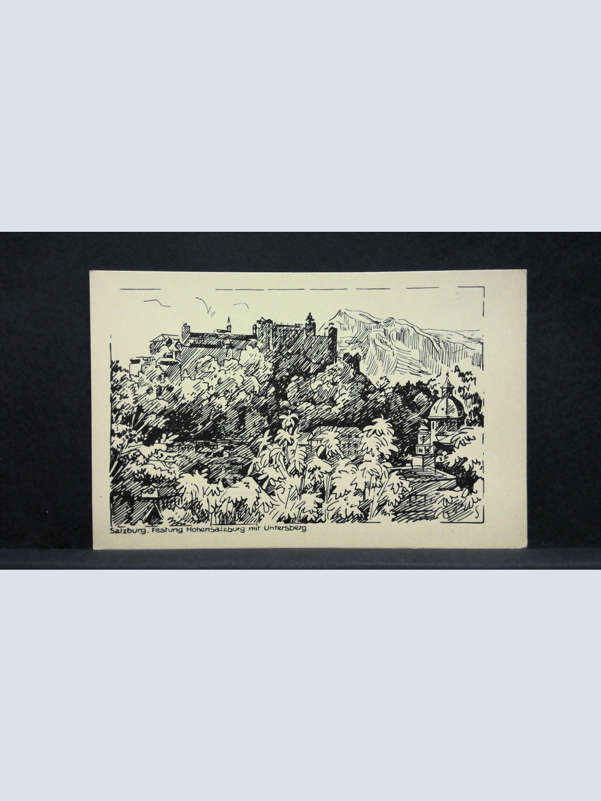 Salzburg Festung Hohensalzburg mit Untersberg Zeichnung JW65411