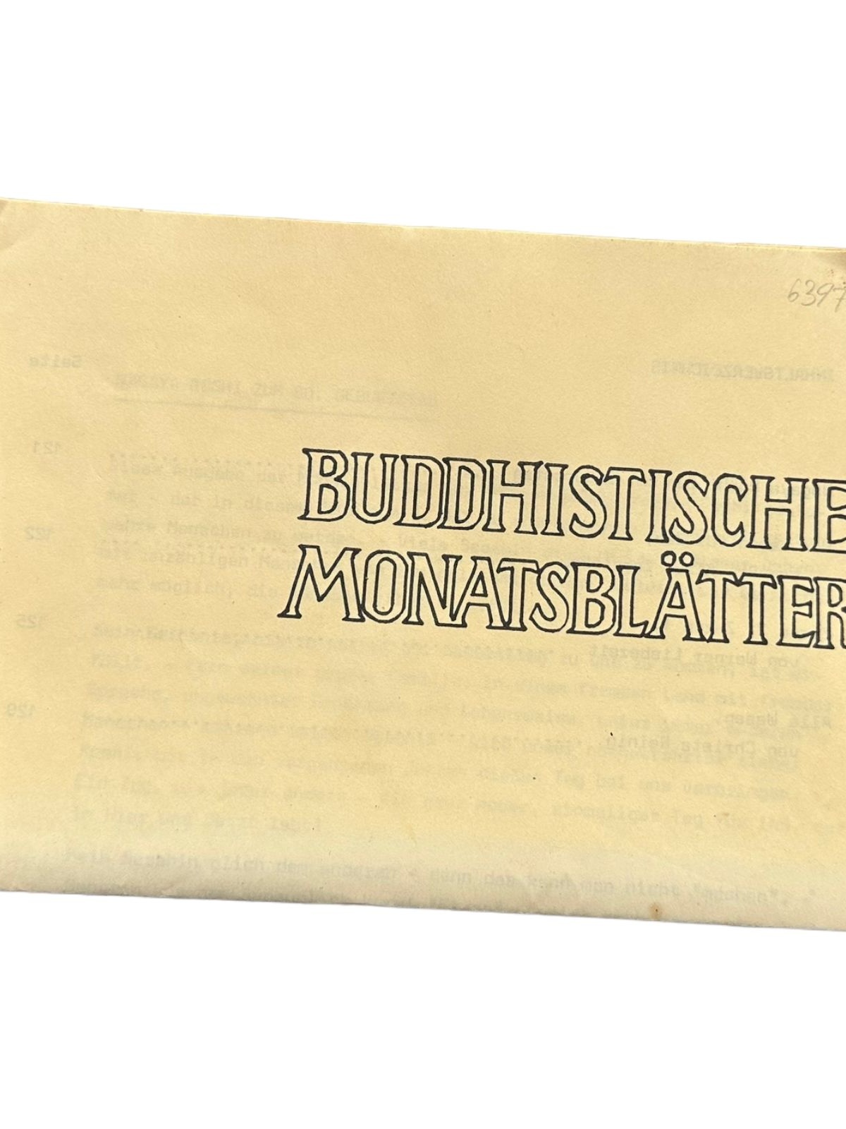 6398 (Ohne Autor) BUDDHISTISCHE MONATSBLÄTTER. 1975-XXI NR. 11