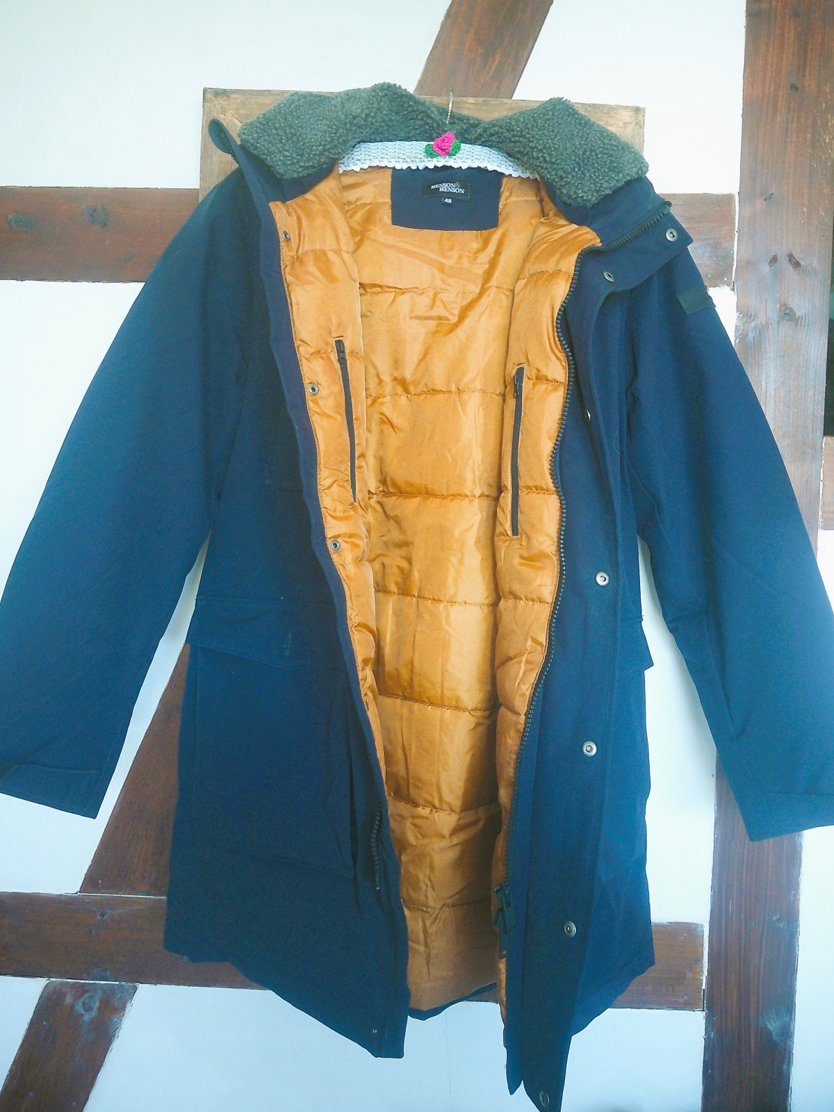 HENSON&HENSON Herren Thermo-Parka dunkelblau mit vielen Details